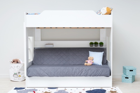 Двухъярусная кровать с диван-кроватью темно-серый / белый