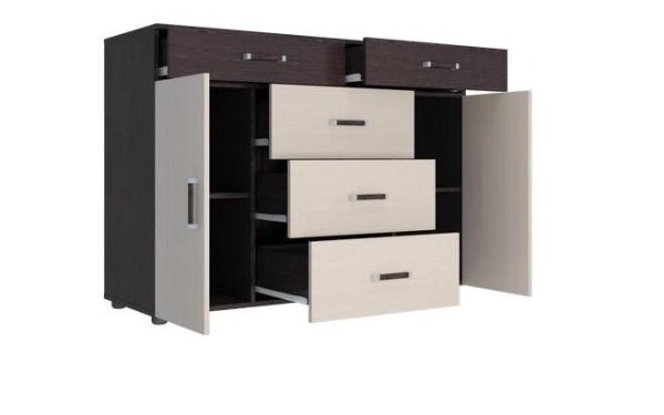 Комод Вега К-03 Венге/Дуб Молочный (Ш-1250 × В-910 × Г-449 мм)
