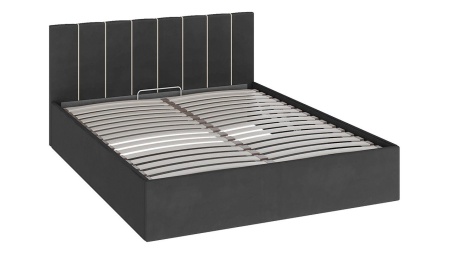Кровать с подъемным механизмом «Верона» (Велюр Серый/Кант Крем)/(Спальное Место 1600 х 2000 мм)