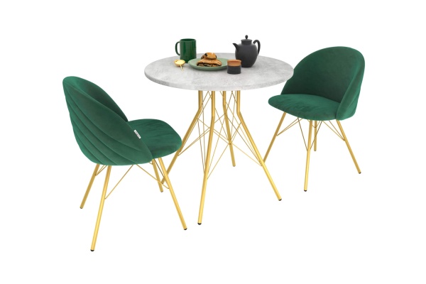 Обеденная группа SHT-DS148 лиственно-зеленый / бетон светлый / золото