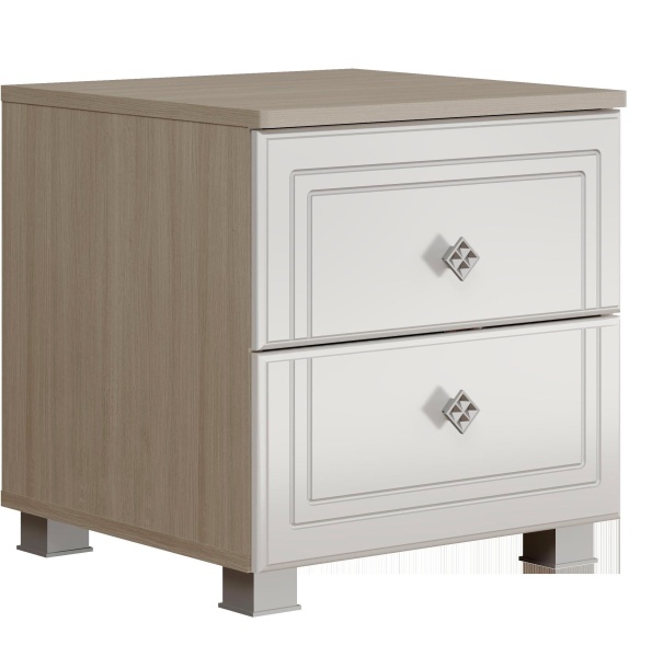 Тумба Прикроватная Амели Дуб Сонома Светлый/Белый Глянец (Ш-450 х В-471 х Г-453 мм)