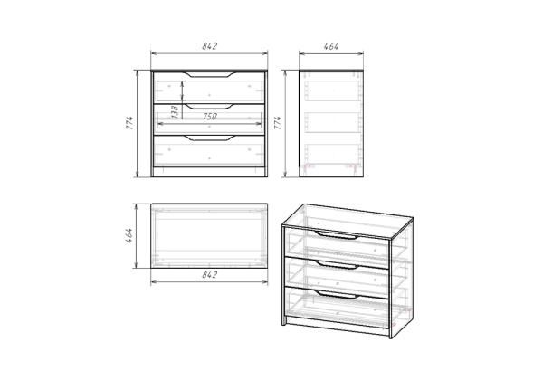 Комод Rich дуб крафт золотой / миндаль / глиняный серый